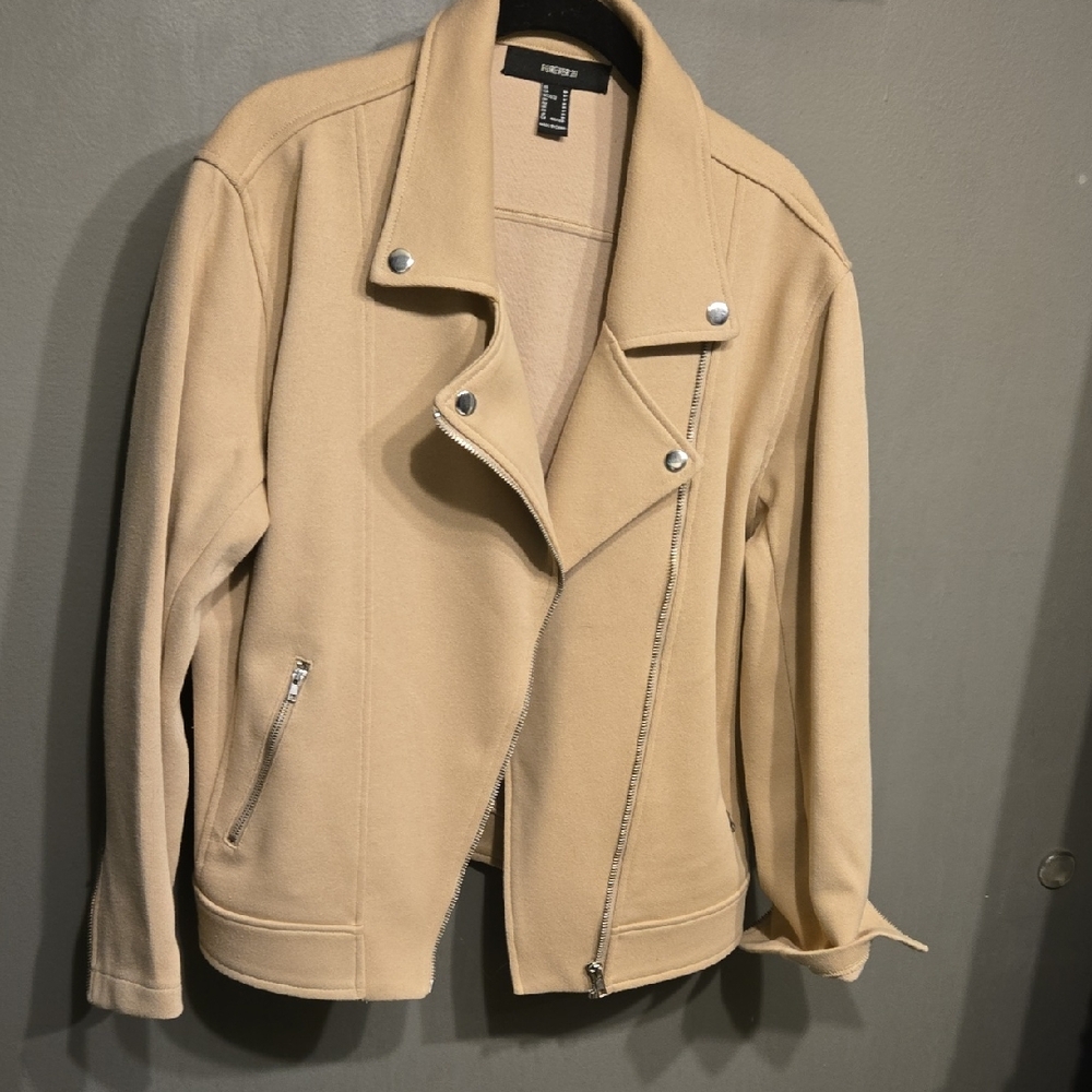 Forever 21  Beige Moto Jacket Sz M